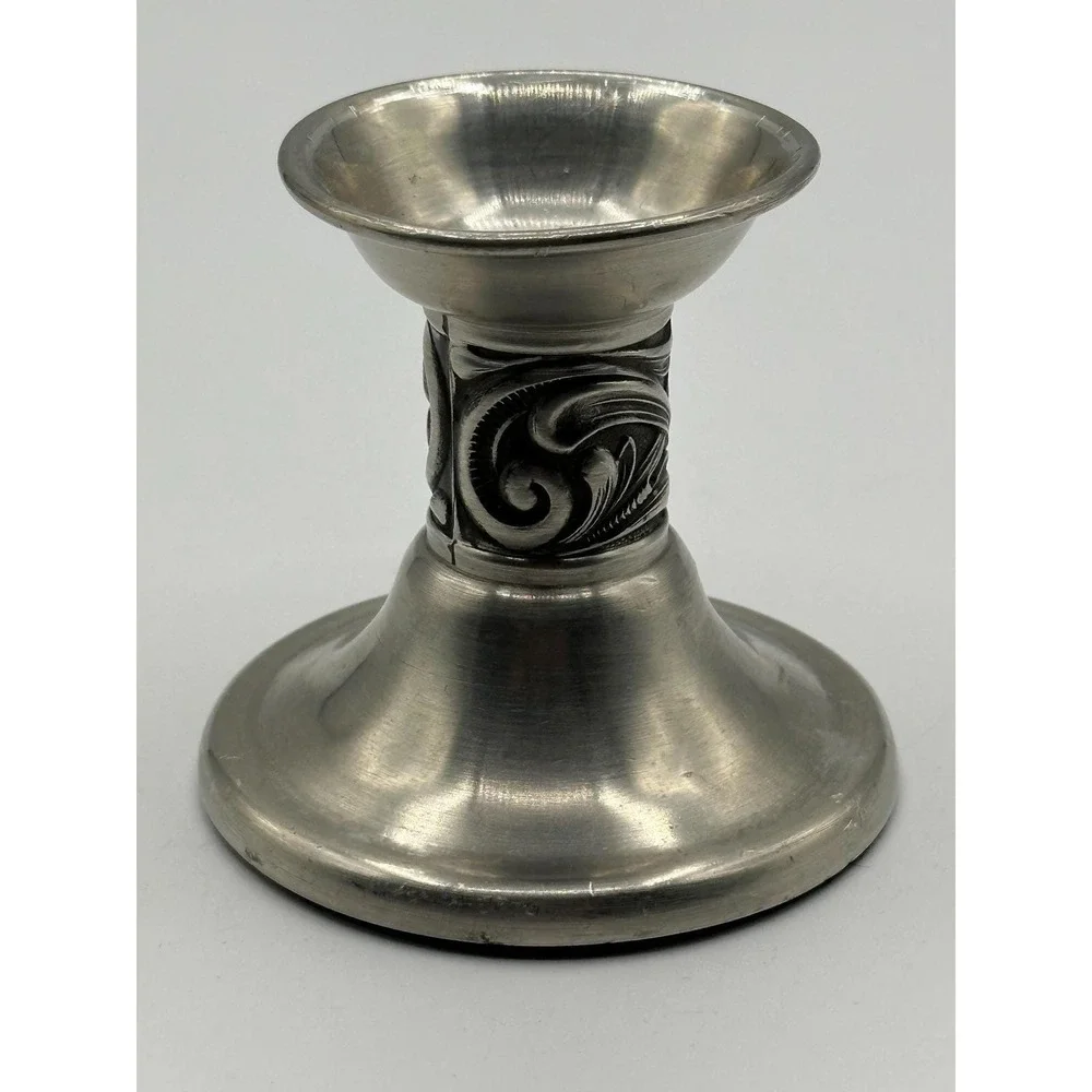 Elegant Haugrud Norwegian Pewter Taper Candlestick Silver Tone Home Decor